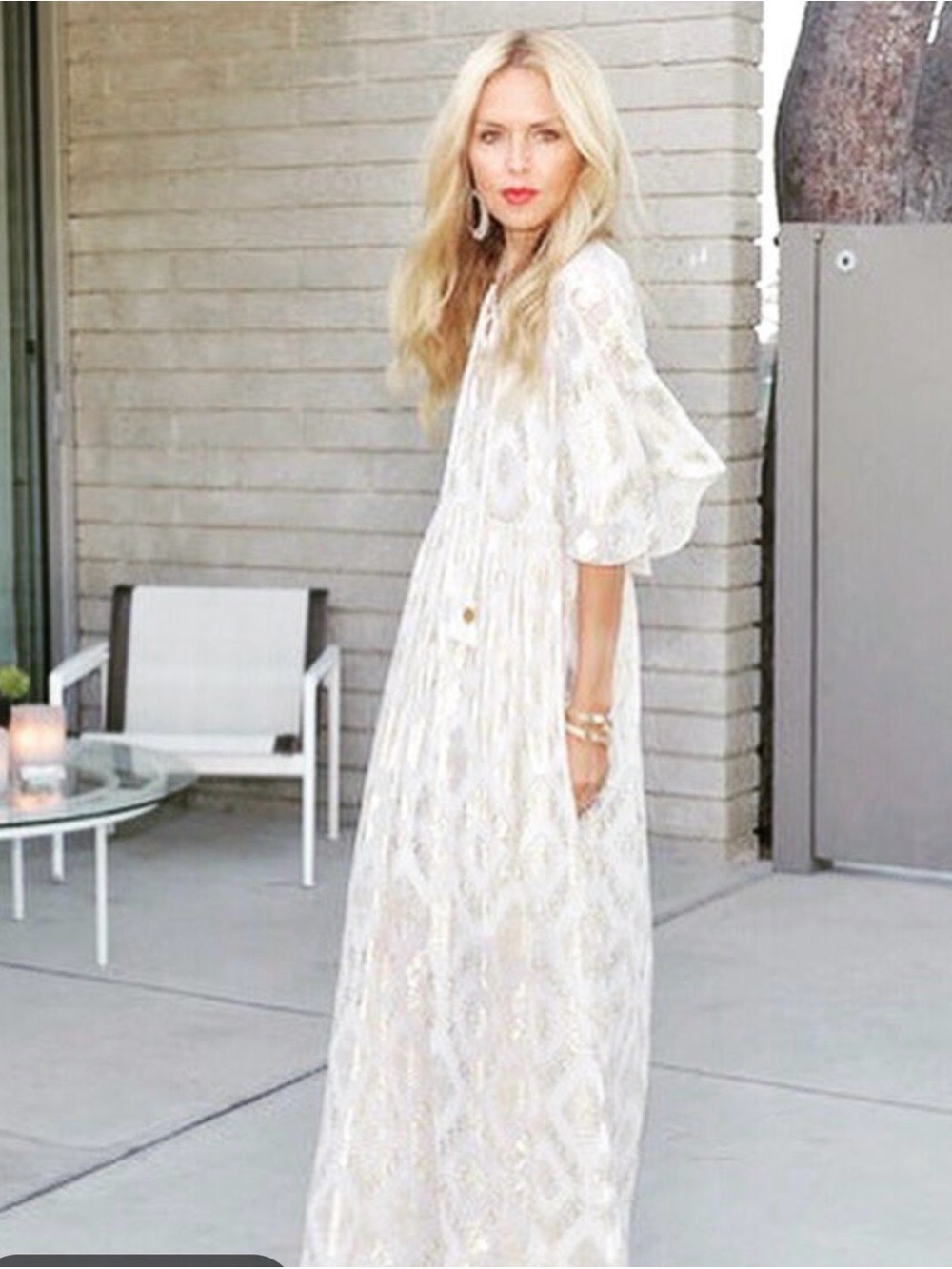 Rachel Zoe Lace Up Metallic Fil Coupe Silk Blend Maxi Dress XS NWT
